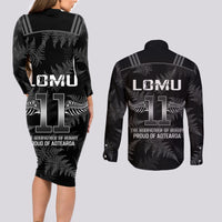 New Zealand Silver Fern Rugby Couples Matching Long Sleeve Bodycon Dress and Long Sleeve Button Shirt Aotearoa Godfather Proud Gone But Never Forgotten LT14 - Polynesian Pride