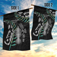 Personalised New Zealand Silver Fern Rugby Garden Flag Paua Shell With Champions Trophy History NZ Forever LT14 - Polynesian Pride