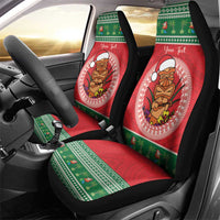 Personalized Hawaii Christmas Car Seat Cover Tiki Santa Mele Kalikimaka