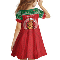 Personalized Hawaii Christmas Family Matching Off The Shoulder Long Sleeve Dress and Hawaiian Shirt Tiki Santa Mele Kalikimaka