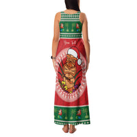 Personalized Hawaii Christmas Family Matching Tank Maxi Dress and Hawaiian Shirt Tiki Santa Mele Kalikimaka