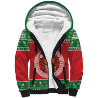Personalized Hawaii Christmas Sherpa Hoodie Tiki Santa Mele Kalikimaka LT14 Unisex Red - Polynesian Pride