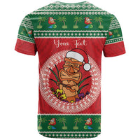 Personalized Hawaii Christmas T Shirt Tiki Santa Mele Kalikimaka