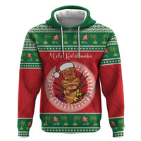 Personalized Hawaii Christmas Zip Hoodie Tiki Santa Mele Kalikimaka LT14 Pullover Hoodie Red - Polynesian Pride