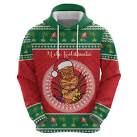 Personalized Hawaii Christmas Zip Hoodie Tiki Santa Mele Kalikimaka LT14 - Polynesian Pride