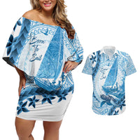 New Zealand Saling Couples Matching Off Shoulder Short Dress and Hawaiian Shirt Aotearoa Yacht Racing - Born To Sail
