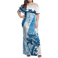 New Zealand Saling Family Matching Off Shoulder Maxi Dress and Hawaiian Shirt Aotearoa Yacht Racing - Born To Sail