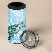 Personalised Polynesia Valentine's Day 4 in 1 Can Cooler Tumbler SeaTurtle Couple Polynesian - Fairy Sparkles Color