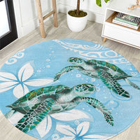 Polynesia Valentine's Day Round Carpet SeaTurtle Couple Polynesian - Fairy Sparkles Color LT14 Blue - Polynesian Pride