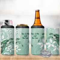 Happy Valentine's Day Polynesia 4 in 1 Can Cooler Tumbler SeaTurtle Couple Polynesian - Green Lester Color