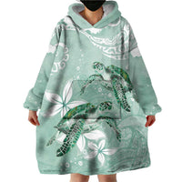 Happy Valentine's Day Polynesia Wearable Blanket Hoodie SeaTurtle Couple Polynesian - Green Lester Color