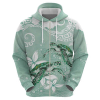 Happy Valentine's Day Polynesia Zip Hoodie SeaTurtle Couple Polynesian - Green Lester Color