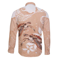 Happy Valentine's Day Polynesia Family Matching Off Shoulder Short Dress and Hawaiian Shirt SeaTurtle Couple Polynesian - Desert Sand Color