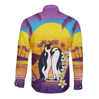 Hawaii Penguin Couple Long Sleeve Button Shirt You Are My Valentine - Tropical Sunset Vibes