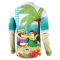 Hawaii Penguin Couple Button Sweatshirt Hawaiian Kakau - Tropical Summer Vibes LT14 - Polynesian Pride
