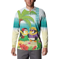 Hawaii Penguin Couple Button Sweatshirt Hawaiian Kakau - Tropical Summer Vibes LT14 - Polynesian Pride