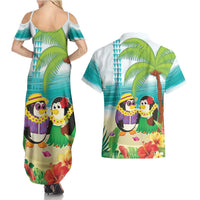 Hawaii Penguin Couple Couples Matching Summer Maxi Dress and Hawaiian Shirt Hawaiian Kakau - Tropical Summer Vibes