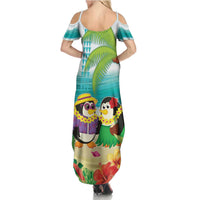 Hawaii Penguin Couple Summer Maxi Dress Hawaiian Kakau - Tropical Summer Vibes