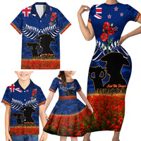 New Zealand ANZAC Day Family Matching Short Sleeve Bodycon Dress and Hawaiian Shirt 25 April Last Post Camouflage With Poppies LT14 - Polynesian Pride