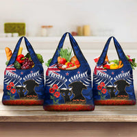 New Zealand ANZAC Day Grocery Bag 25 April Last Post Camouflage With Poppies