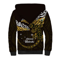 New Zealand Matariki Sherpa Hoodie Maori New Year Silver Fern And Lizard - Gold LT14 - Polynesian Pride