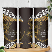 New Zealand Matariki Skinny Tumbler Maori New Year Silver Fern And Lizard - Gold