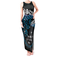 New Zealand Matariki Tank Maxi Dress Maori New Year Silver Fern And Lizard - Turquosie LT14 Women Turquoise - Polynesian Pride