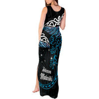 New Zealand Matariki Tank Maxi Dress Maori New Year Silver Fern And Lizard - Turquosie LT14 - Polynesian Pride