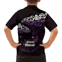 New Zealand Matariki Hawaiian Shirt Maori New Year Silver Fern And Lizard - Purple