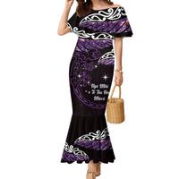 New Zealand Matariki Mermaid Dress Maori New Year Silver Fern And Lizard - Purple LT14 Women Purple - Polynesian Pride