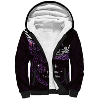 New Zealand Matariki Sherpa Hoodie Maori New Year Silver Fern And Lizard - Purple LT14 Unisex Purple - Polynesian Pride