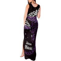 New Zealand Matariki Tank Maxi Dress Maori New Year Silver Fern And Lizard - Purple LT14 - Polynesian Pride