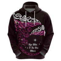 New Zealand Matariki Hoodie Maori New Year Silver Fern And Lizard - Pink