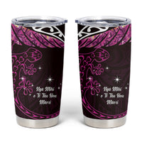 New Zealand Matariki Tumbler Cup Maori New Year Silver Fern And Lizard - Pink