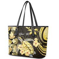 Personalised Aloha Hawaii Oahu Island Leather Tote Bag Gathering Place Sea Turtle Ilima Flowers