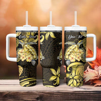 Personalised Aloha Hawaii Oahu Island Tumbler With Handle Gathering Place Sea Turtle Ilima Flowers