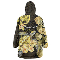 Personalised Aloha Hawaii Oahu Island Wearable Blanket Hoodie Gathering Place Sea Turtle Ilima Flowers