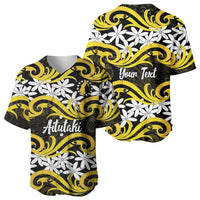 Personalised Cook Islands Aitutaki Baseball Jersey Tiare Maori Polynesian Waves Tattoo LT14 - Polynesian Pride