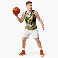 Personalised Cook Islands Aitutaki Basketball Jersey Tiare Maori Polynesian Waves Tattoo