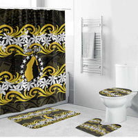 Personalised Cook Islands Aitutaki Bathroom Set Tiare Maori Polynesian Waves Tattoo LT14 Bathroom Set (4 pcs) Yellow - Polynesian Pride