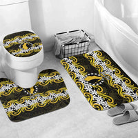 Personalised Cook Islands Aitutaki Bathroom Set Tiare Maori Polynesian Waves Tattoo LT14 Mat Set Only (3 pcs) One Size Yellow - Polynesian Pride