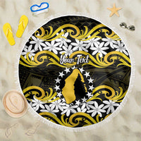 Personalised Cook Islands Aitutaki Beach Blanket Tiare Maori Polynesian Waves Tattoo LT14 One Size 150cm Yellow - Polynesian Pride