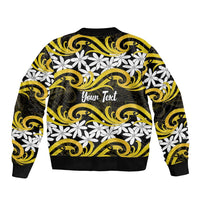 Personalised Cook Islands Aitutaki Bomber Jacket Tiare Maori Polynesian Waves Tattoo