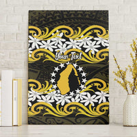 Personalised Cook Islands Aitutaki Canvas Wall Art Tiare Maori Polynesian Waves Tattoo LT14 Without Frame Yellow - Polynesian Pride