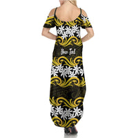 Personalised Cook Islands Aitutaki Family Matching Summer Maxi Dress and Hawaiian Shirt Tiare Maori Polynesian Waves Tattoo