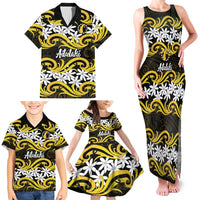 Personalised Cook Islands Aitutaki Family Matching Tank Maxi Dress and Hawaiian Shirt Tiare Maori Polynesian Waves Tattoo