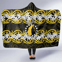 Personalised Cook Islands Aitutaki Hooded Blanket Tiare Maori Polynesian Waves Tattoo