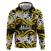 Personalised Cook Islands Aitutaki Hoodie Tiare Maori Polynesian Waves Tattoo