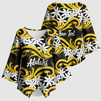 Personalised Cook Islands Aitutaki Kimono Sleeve Blouse Tiare Maori Polynesian Waves Tattoo