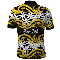 Personalised Cook Islands Aitutaki Polo Shirt Tiare Maori Polynesian Waves Tattoo